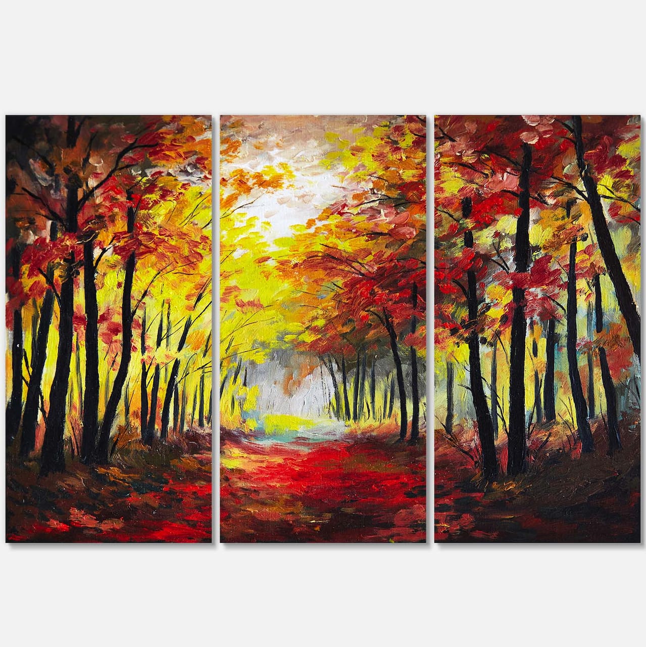 Designart - Walk Through Autumn Forest - Landscape Art Print Canvas